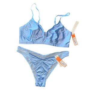 Zara Sky Blue Satin Lingerie Set